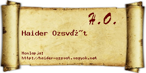 Haider Ozsvát névjegykártya